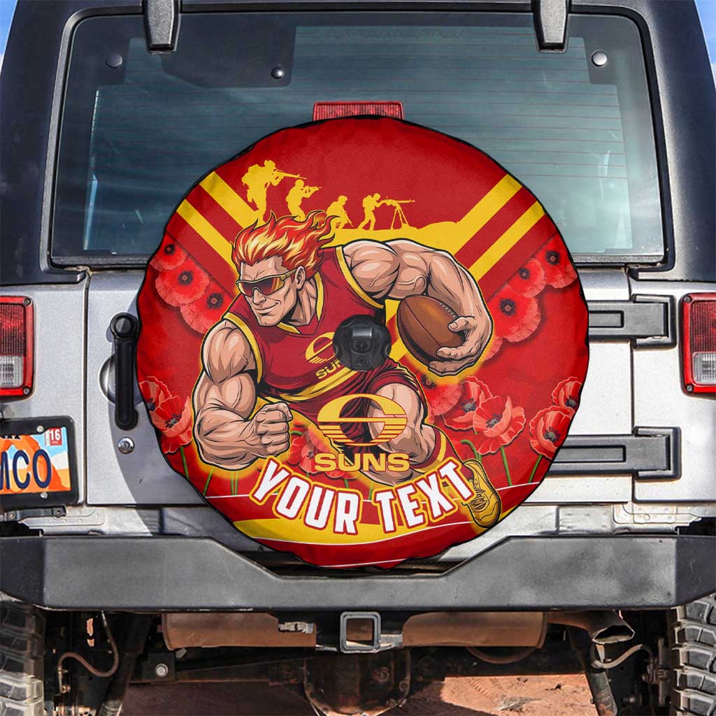 Personalised Gold Coast Suns ANZAC Spare Tire Cover Military Remembrance Australian Football Mascot Camouflage