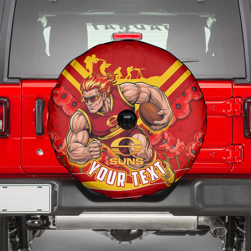 Personalised Gold Coast Suns ANZAC Spare Tire Cover Military Remembrance Australian Football Mascot Camouflage
