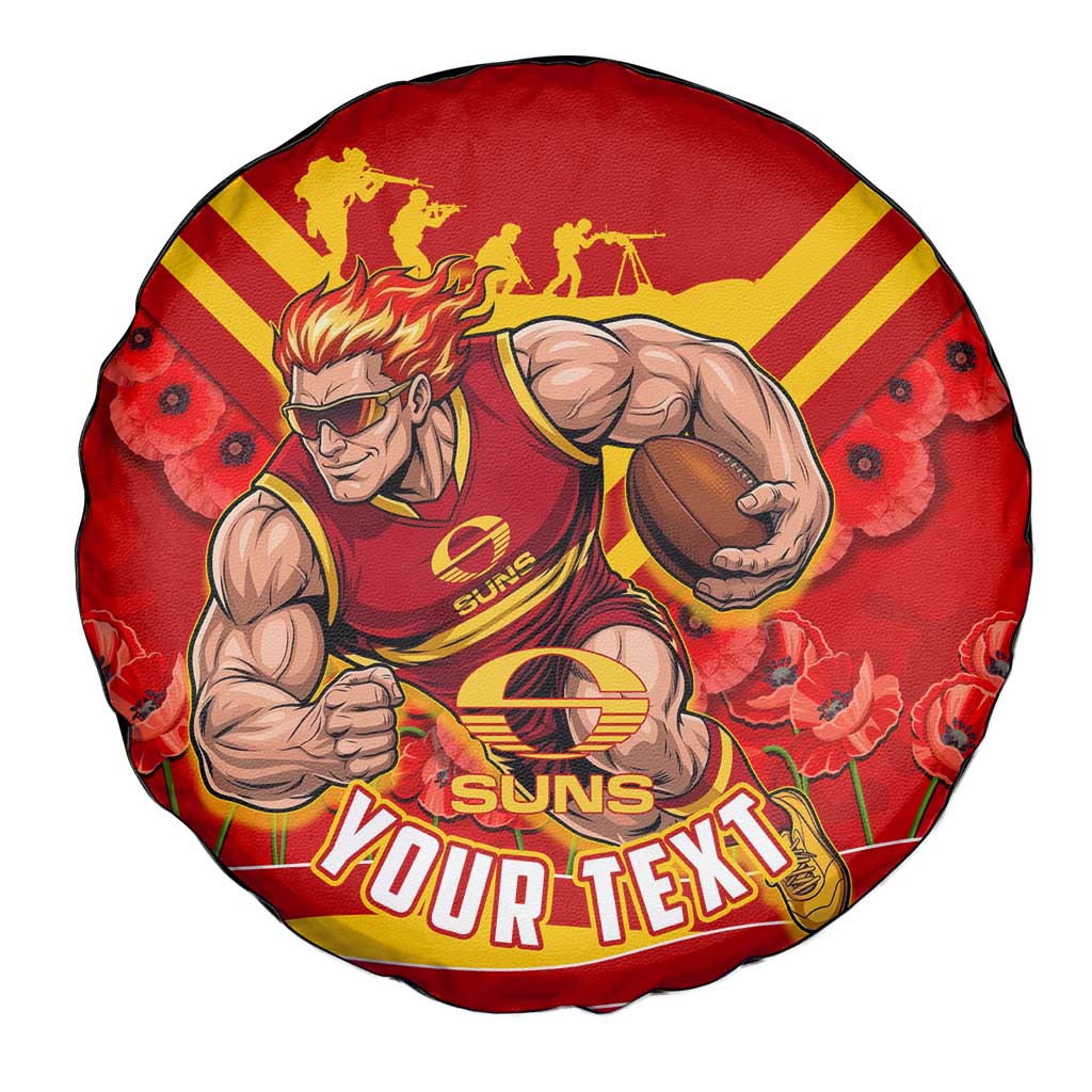Personalised Gold Coast Suns ANZAC Spare Tire Cover Military Remembrance Australian Football Mascot Camouflage