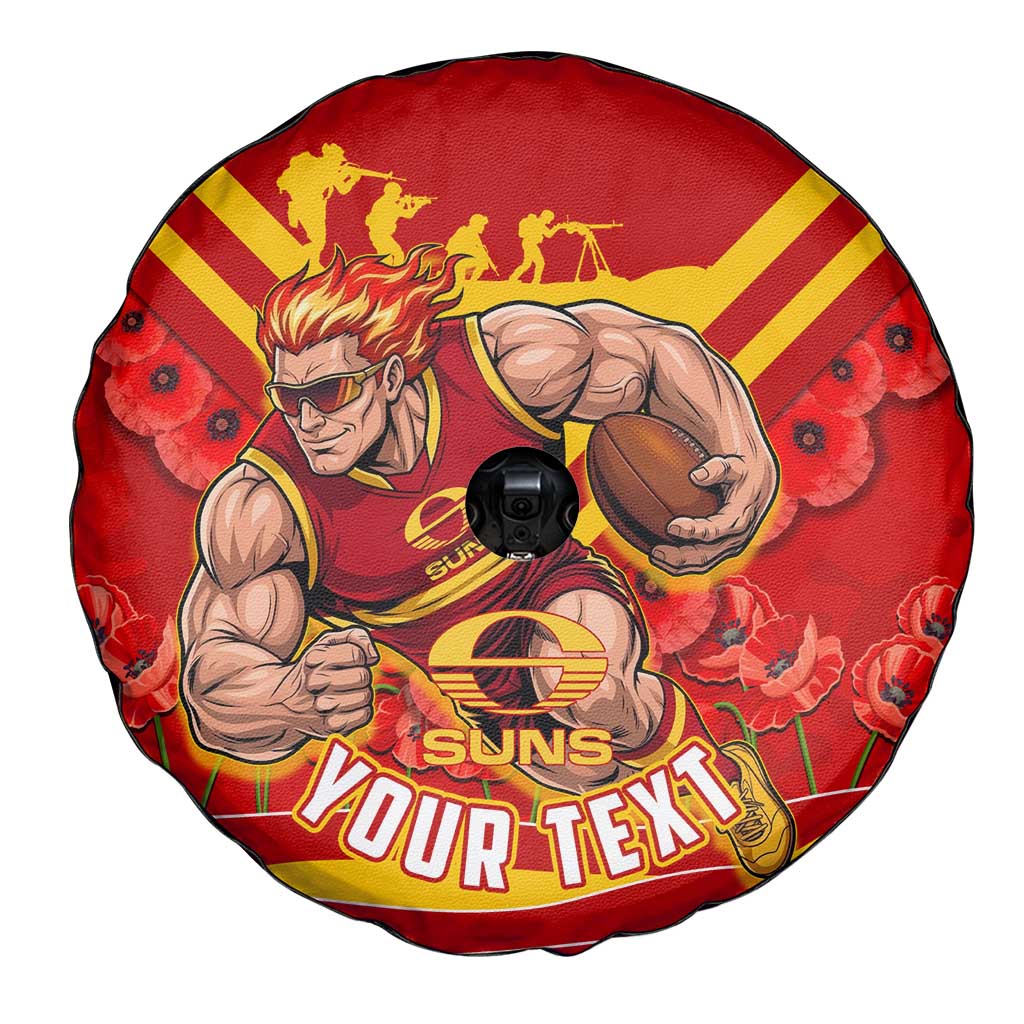 Personalised Gold Coast Suns ANZAC Spare Tire Cover Military Remembrance Australian Football Mascot Camouflage