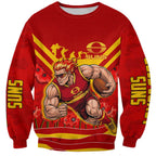 Personalised Gold Coast Suns ANZAC Sweatshirt Military Remembrance Australian Football Mascot Camouflage