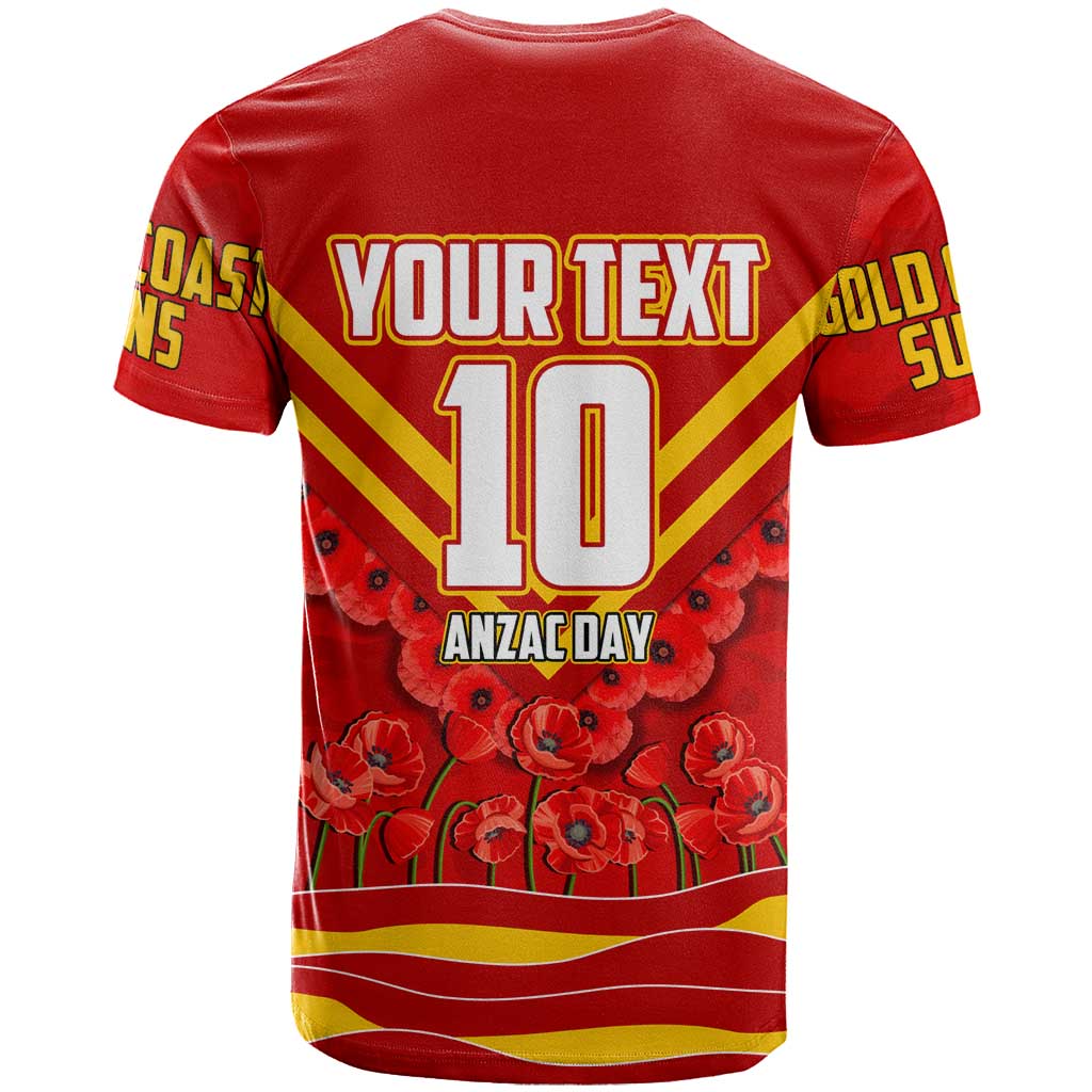 Personalised Gold Coast Suns ANZAC T Shirt Military Remembrance Australian Football Mascot Camouflage