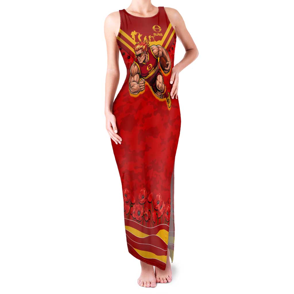 Personalised Gold Coast Suns ANZAC Tank Maxi Dress Military Remembrance Australian Football Mascot Camouflage