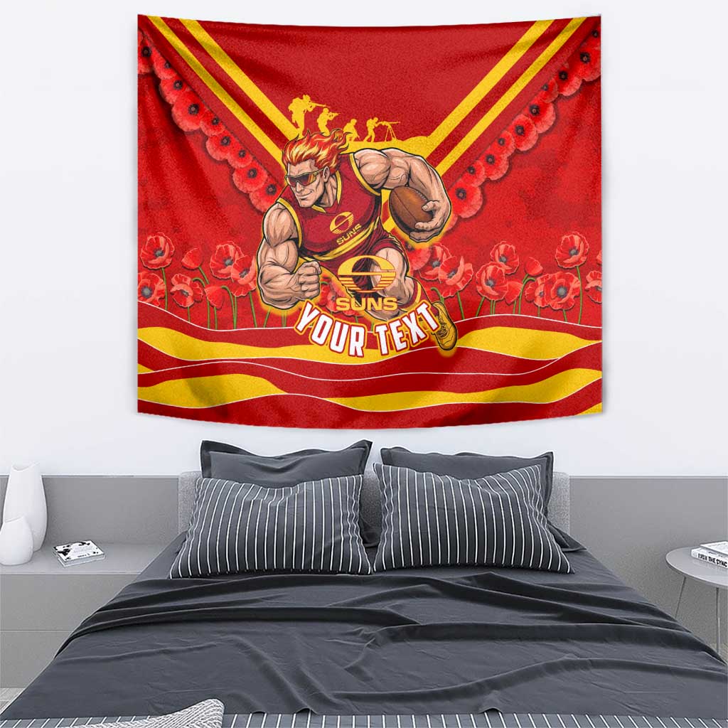 Personalised Gold Coast Suns ANZAC Tapestry Military Remembrance Australian Football Mascot Camouflage