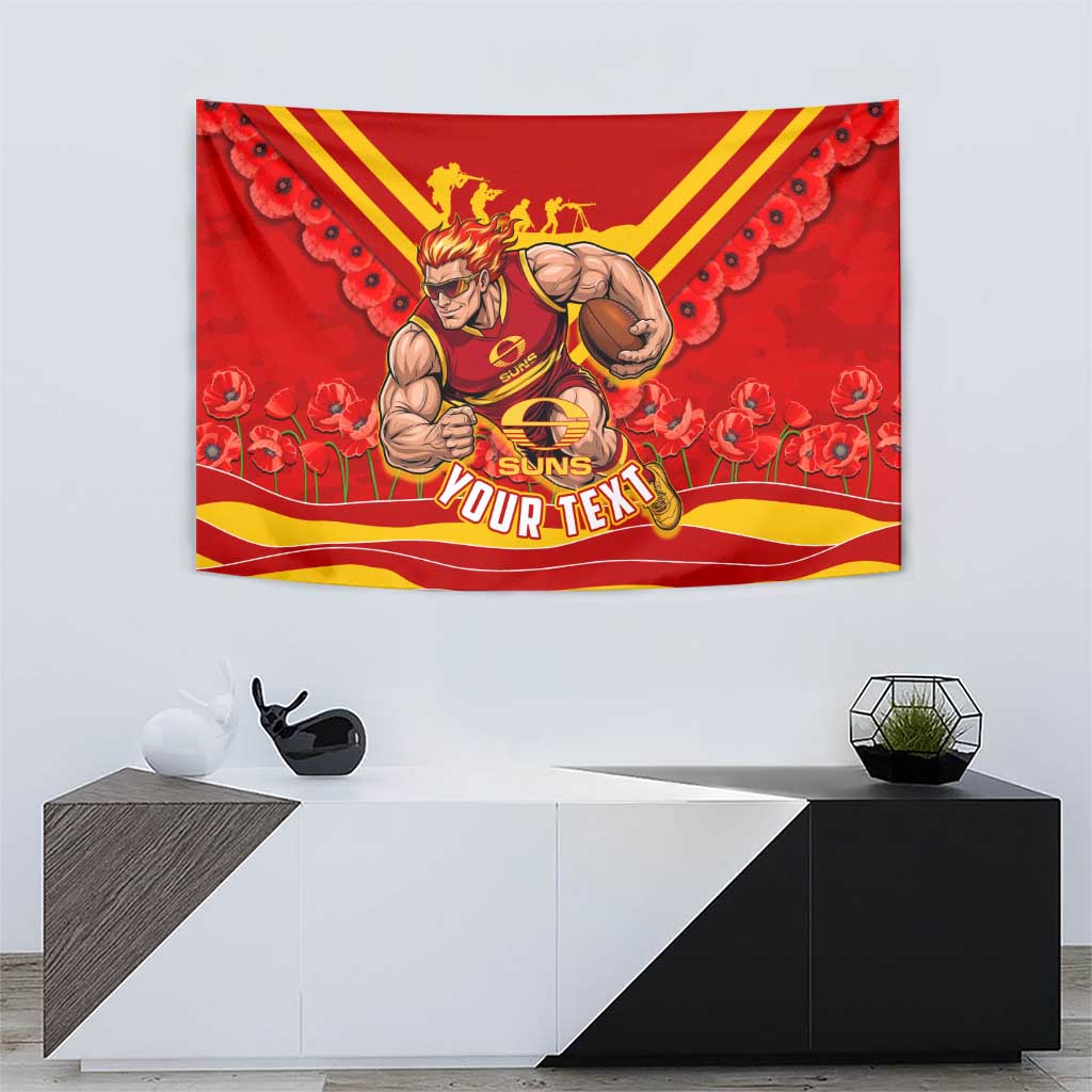 Personalised Gold Coast Suns ANZAC Tapestry Military Remembrance Australian Football Mascot Camouflage