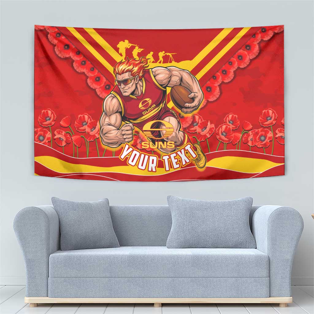 Personalised Gold Coast Suns ANZAC Tapestry Military Remembrance Australian Football Mascot Camouflage