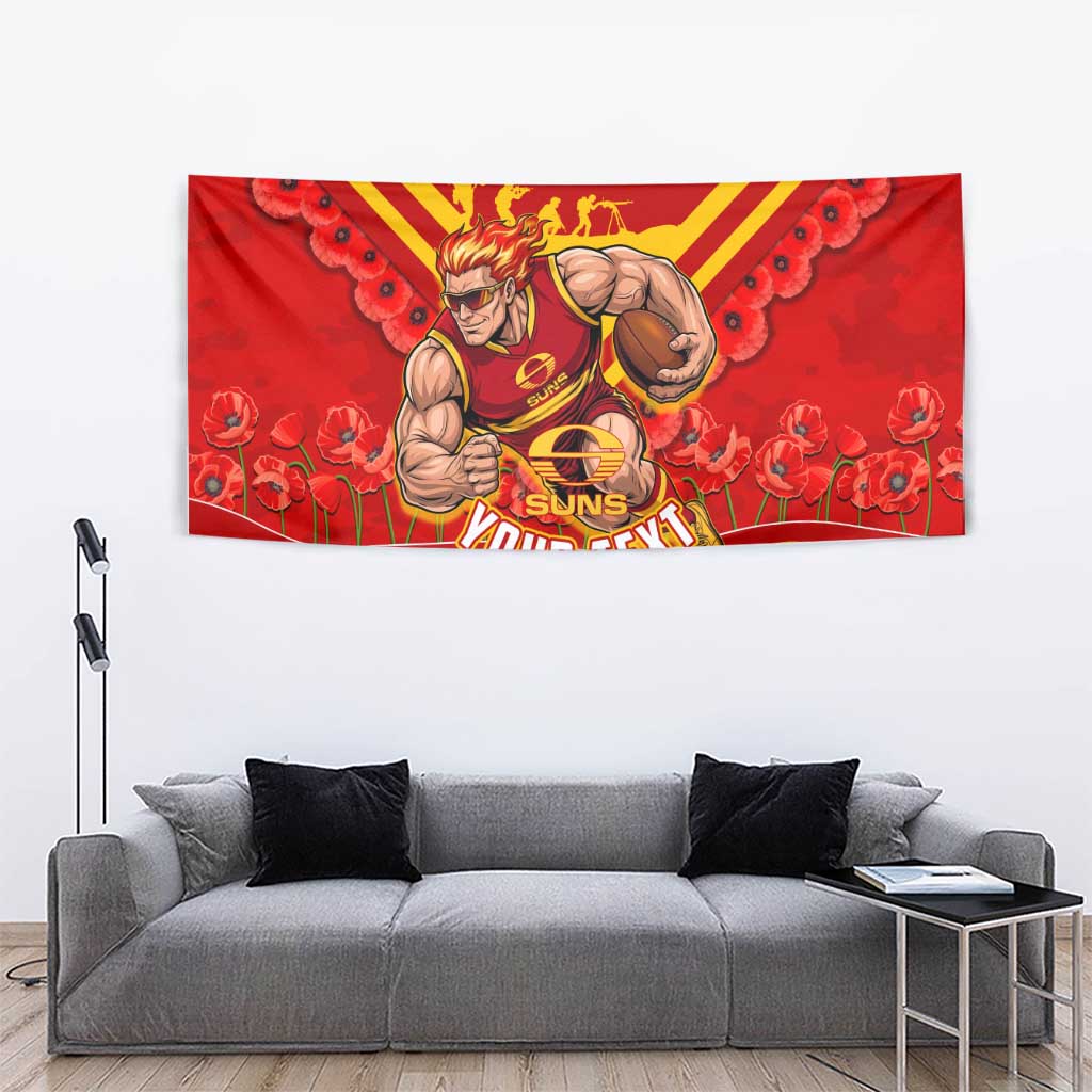 Personalised Gold Coast Suns ANZAC Tapestry Military Remembrance Australian Football Mascot Camouflage