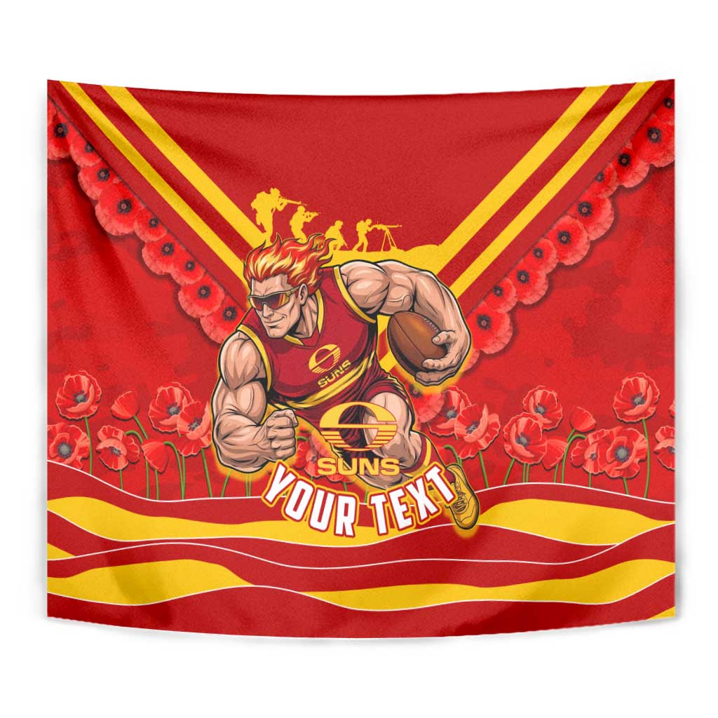 Personalised Gold Coast Suns ANZAC Tapestry Military Remembrance Australian Football Mascot Camouflage