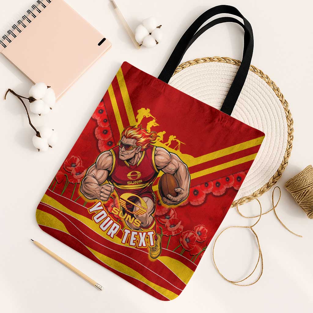 Personalised Gold Coast Suns ANZAC Tote Bag Military Remembrance Australian Football Mascot Camouflage