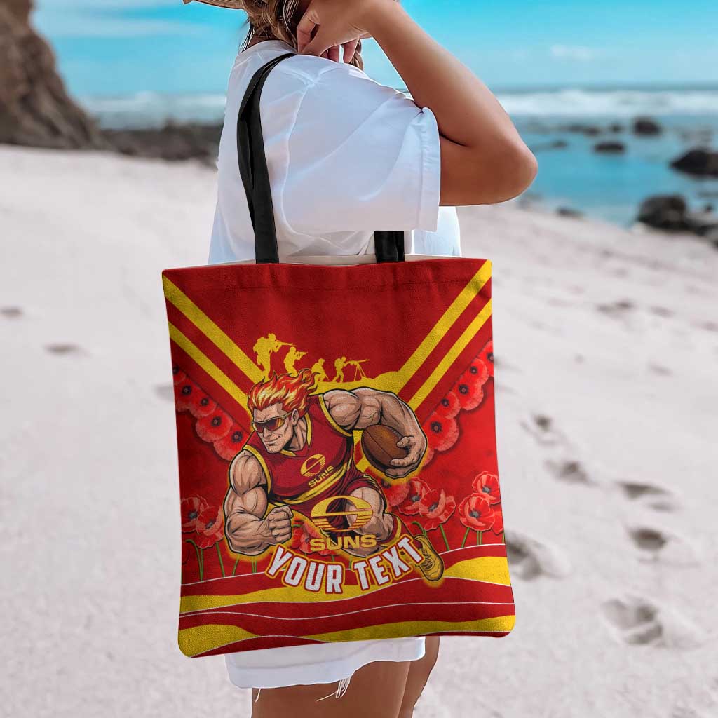 Personalised Gold Coast Suns ANZAC Tote Bag Military Remembrance Australian Football Mascot Camouflage