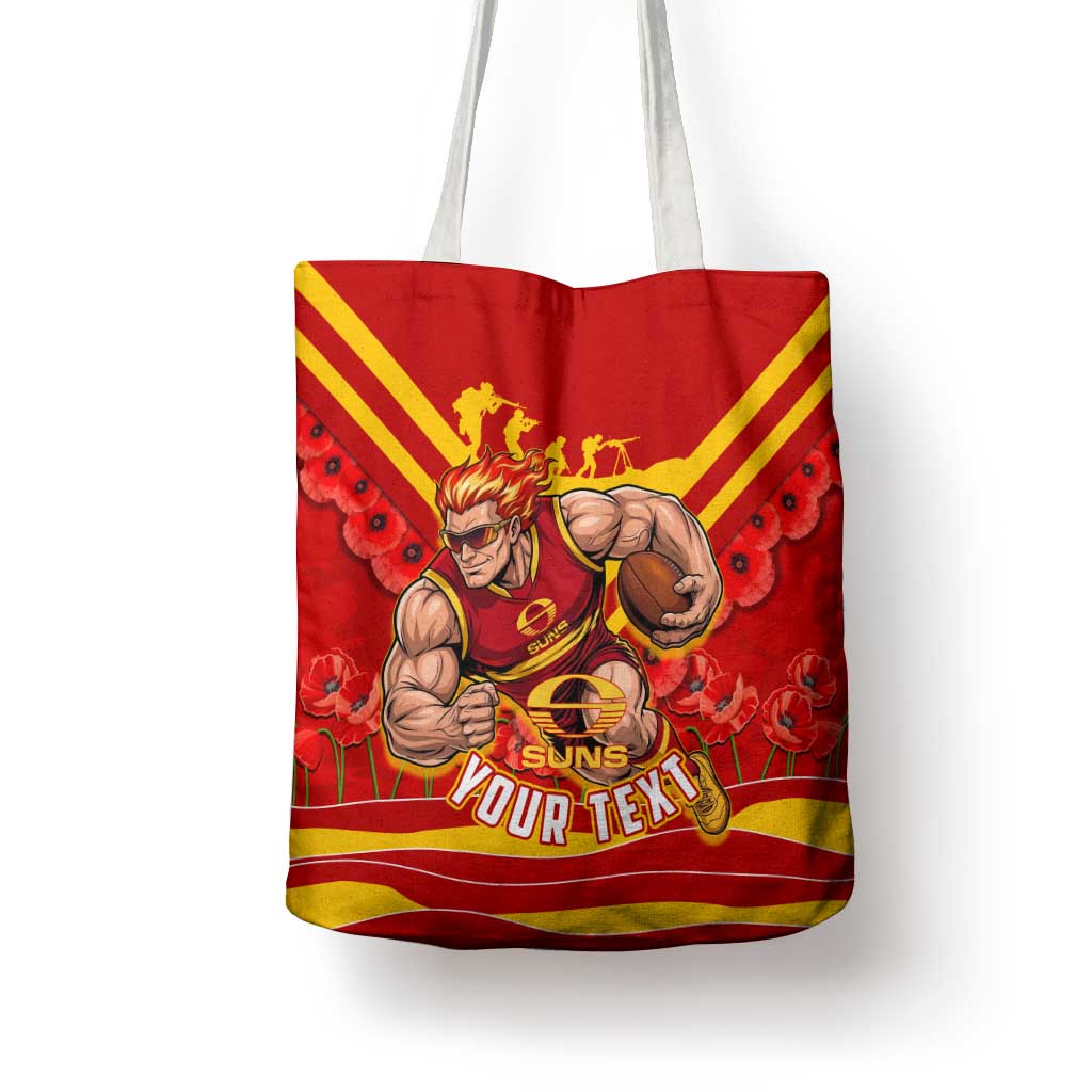 Personalised Gold Coast Suns ANZAC Tote Bag Military Remembrance Australian Football Mascot Camouflage