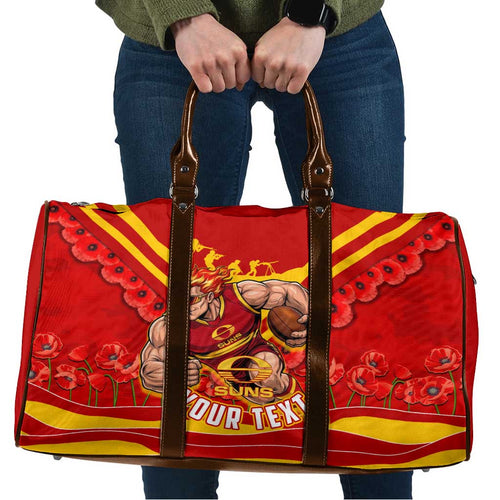 Personalised Gold Coast Suns ANZAC Travel Bag Military Remembrance Australian Football Mascot Camouflage