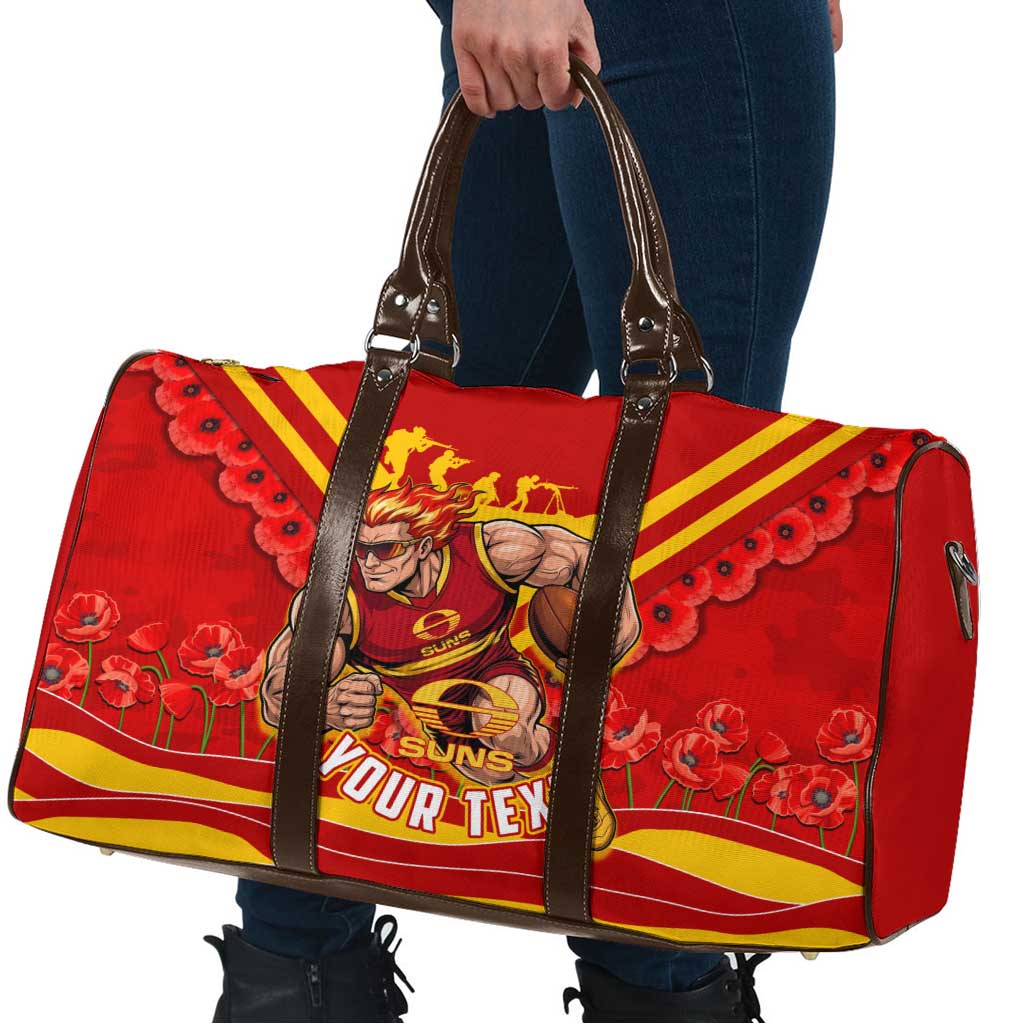 Personalised Gold Coast Suns ANZAC Travel Bag Military Remembrance Australian Football Mascot Camouflage