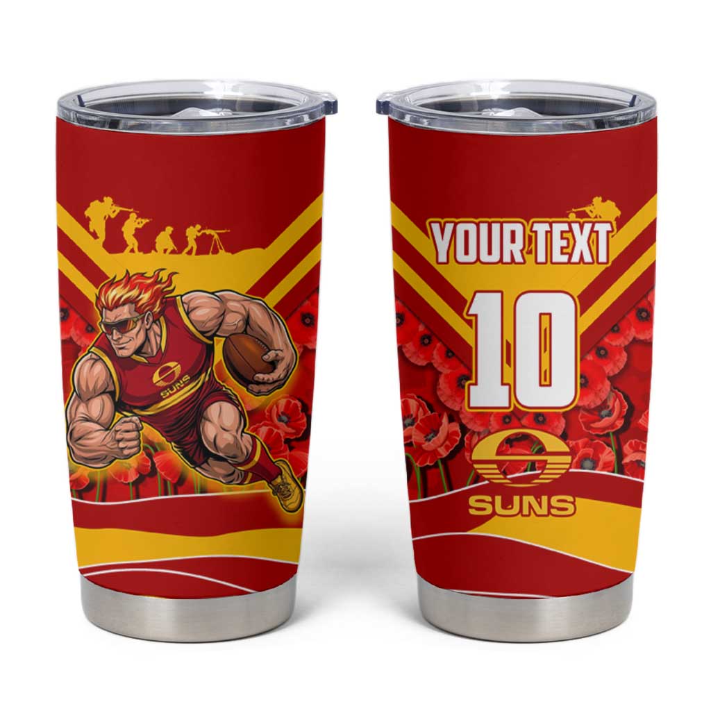 Personalised Gold Coast Suns ANZAC Tumbler Cup Military Remembrance Australian Football Mascot Camouflage