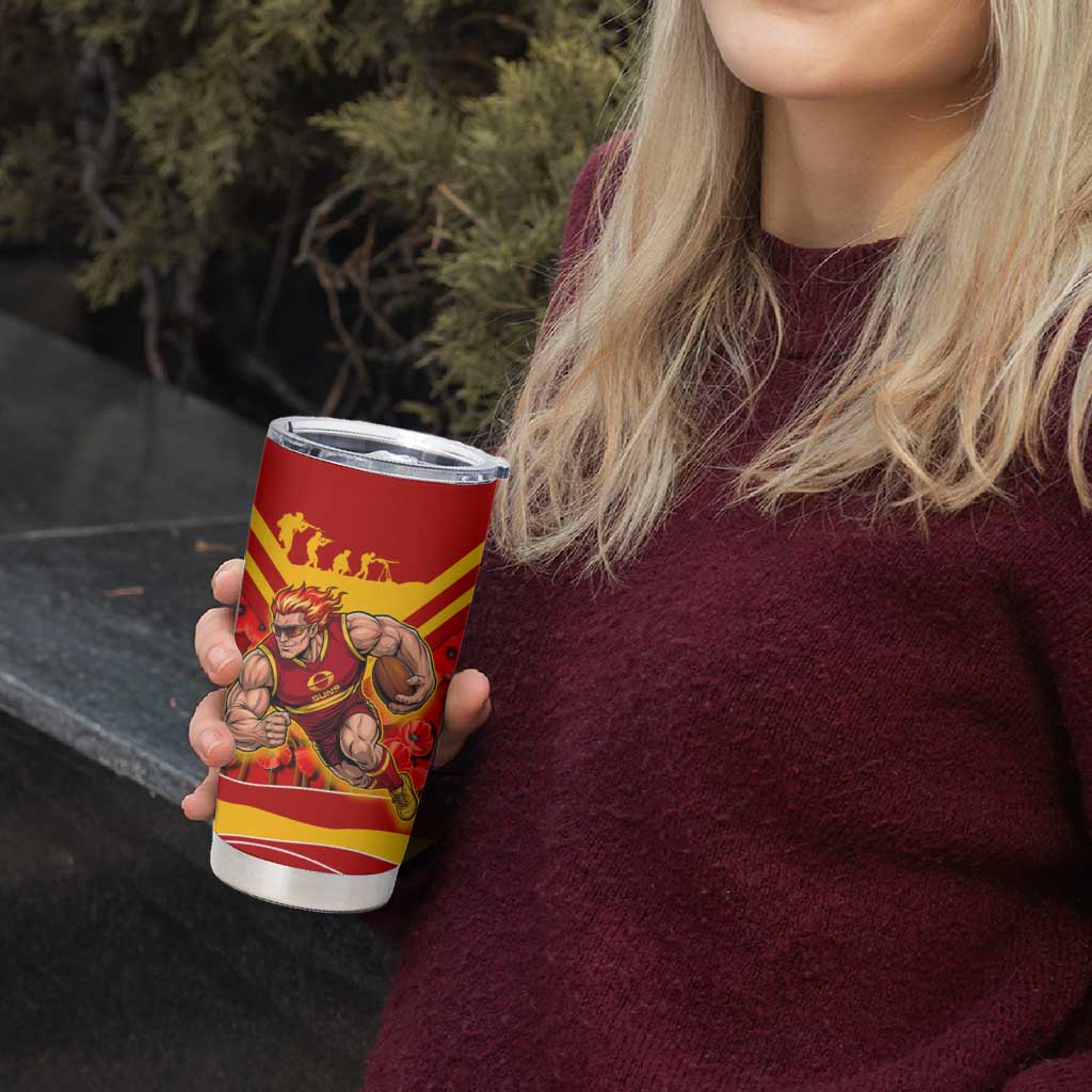 Personalised Gold Coast Suns ANZAC Tumbler Cup Military Remembrance Australian Football Mascot Camouflage