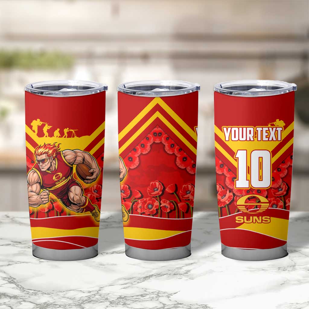 Personalised Gold Coast Suns ANZAC Tumbler Cup Military Remembrance Australian Football Mascot Camouflage