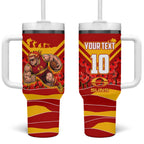 Personalised Gold Coast Suns ANZAC Tumbler With Handle Military Remembrance Australian Football Mascot Camouflage