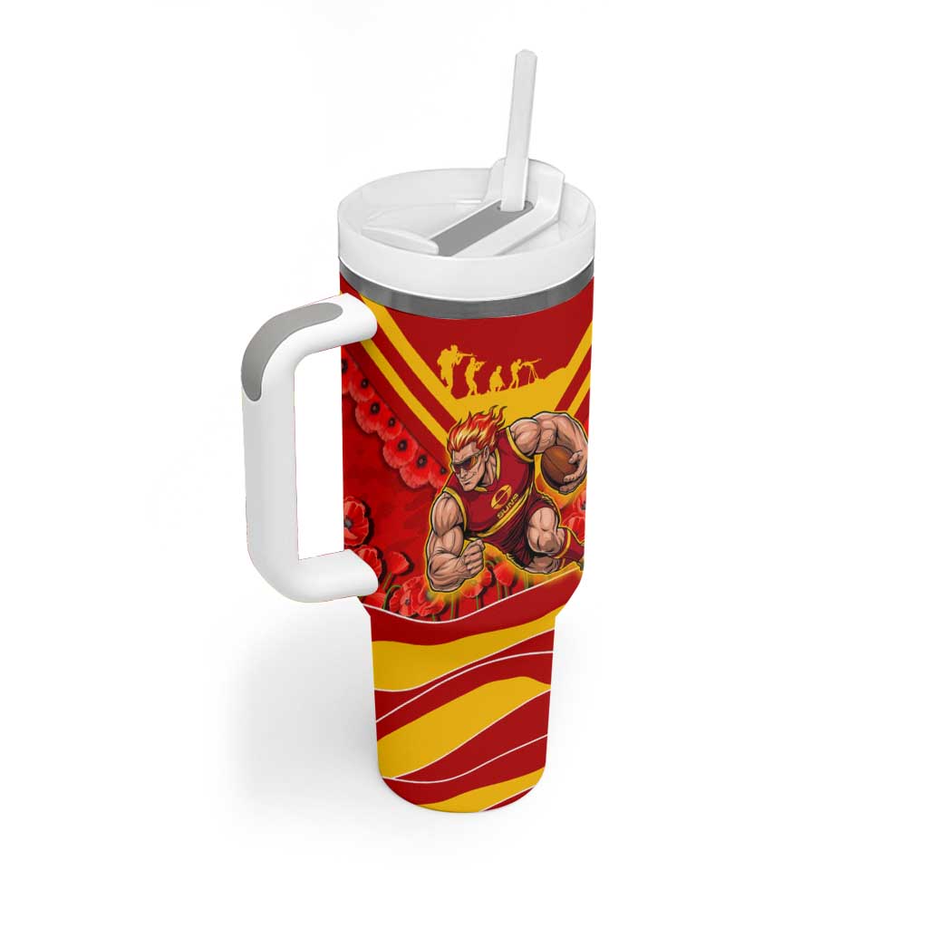 Personalised Gold Coast Suns ANZAC Tumbler With Handle Military Remembrance Australian Football Mascot Camouflage