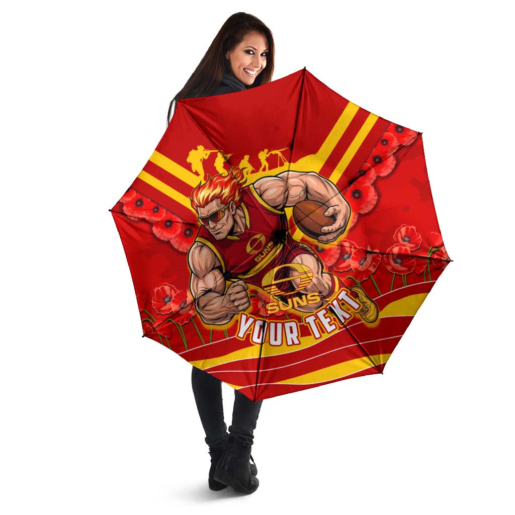 Personalised Gold Coast Suns ANZAC Umbrella Military Remembrance Australian Football Mascot Camouflage