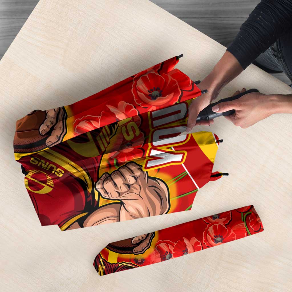 Personalised Gold Coast Suns ANZAC Umbrella Military Remembrance Australian Football Mascot Camouflage