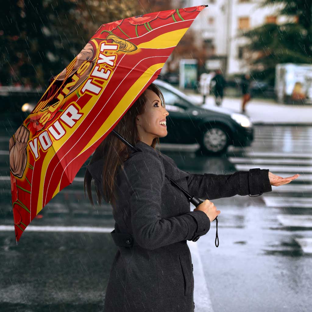 Personalised Gold Coast Suns ANZAC Umbrella Military Remembrance Australian Football Mascot Camouflage