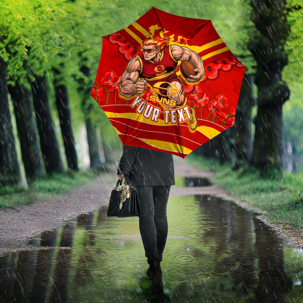 Personalised Gold Coast Suns ANZAC Umbrella Military Remembrance Australian Football Mascot Camouflage