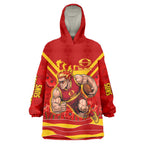 Personalised Gold Coast Suns ANZAC Wearable Blanket Hoodie Military Remembrance Australian Football Mascot Camouflage
