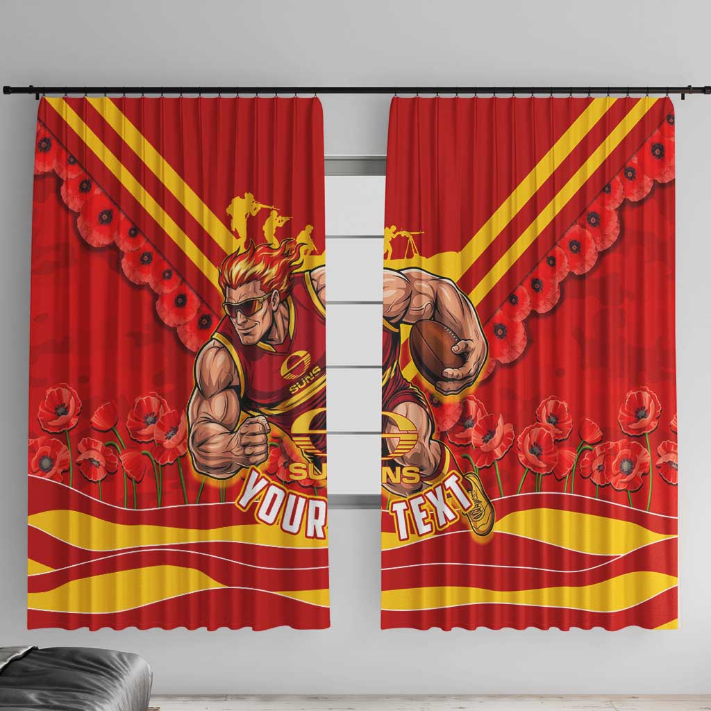 Personalised Gold Coast Suns ANZAC Window Curtain Military Remembrance Australian Football Mascot Camouflage