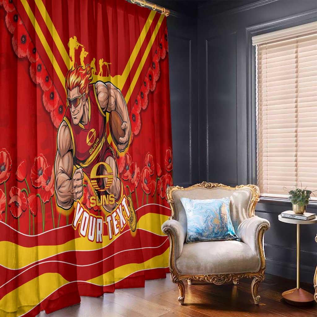 Personalised Gold Coast Suns ANZAC Window Curtain Military Remembrance Australian Football Mascot Camouflage