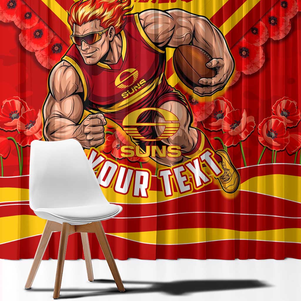 Personalised Gold Coast Suns ANZAC Window Curtain Military Remembrance Australian Football Mascot Camouflage