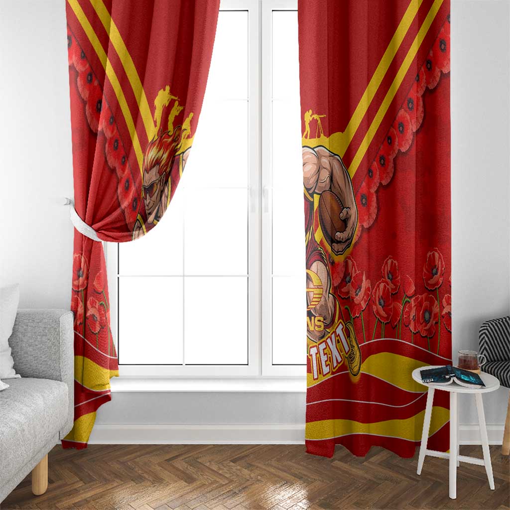 Personalised Gold Coast Suns ANZAC Window Curtain Military Remembrance Australian Football Mascot Camouflage