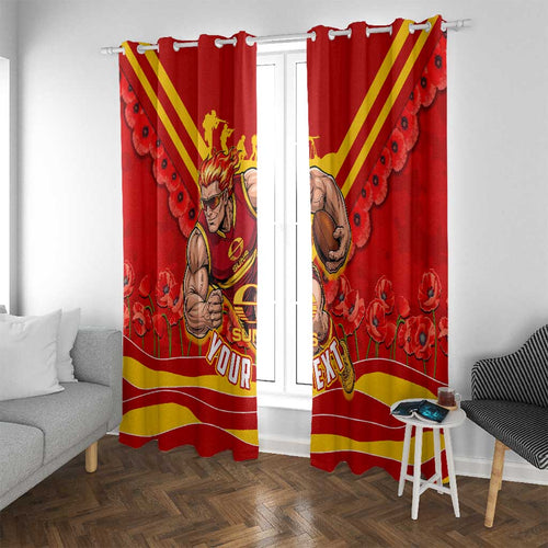 Personalised Gold Coast Suns ANZAC Window Curtain Military Remembrance Australian Football Mascot Camouflage