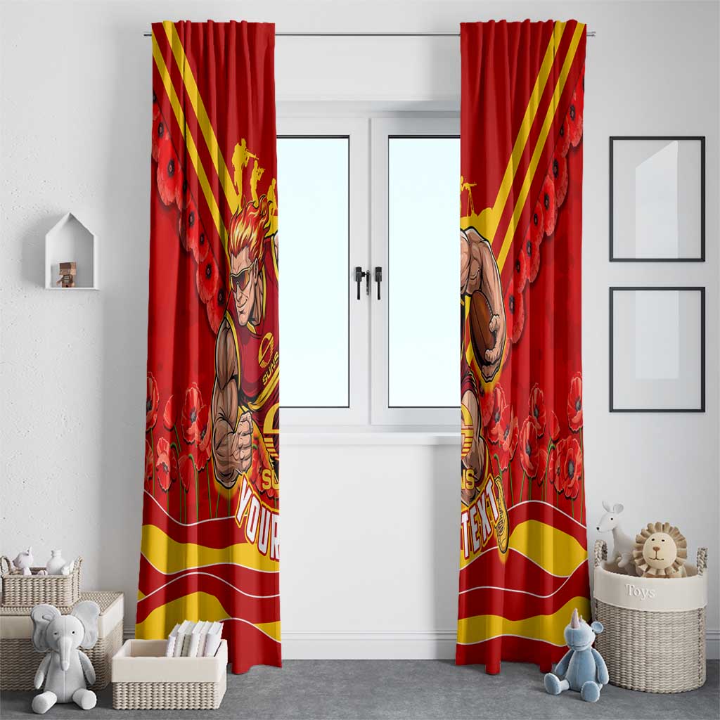 Personalised Gold Coast Suns ANZAC Window Curtain Military Remembrance Australian Football Mascot Camouflage