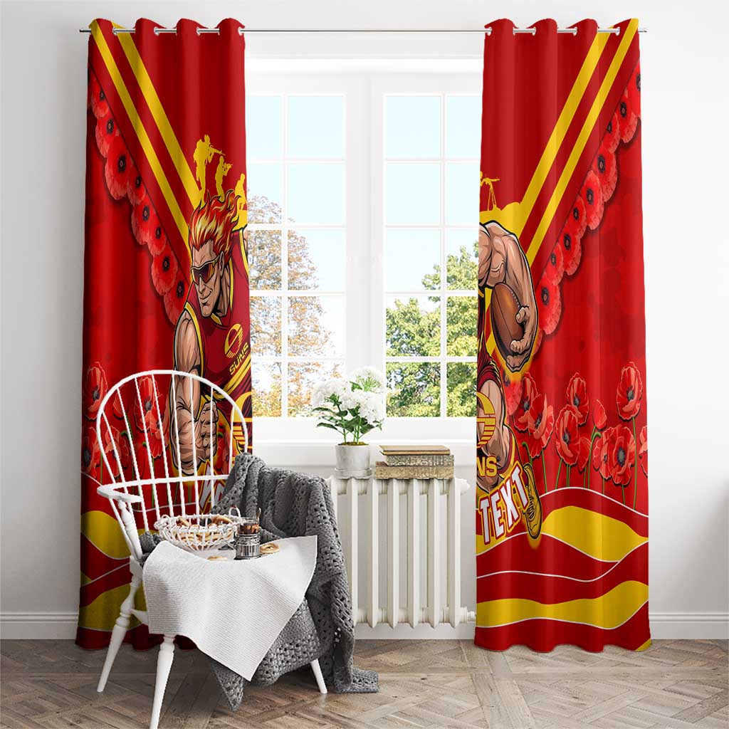 Personalised Gold Coast Suns ANZAC Window Curtain Military Remembrance Australian Football Mascot Camouflage