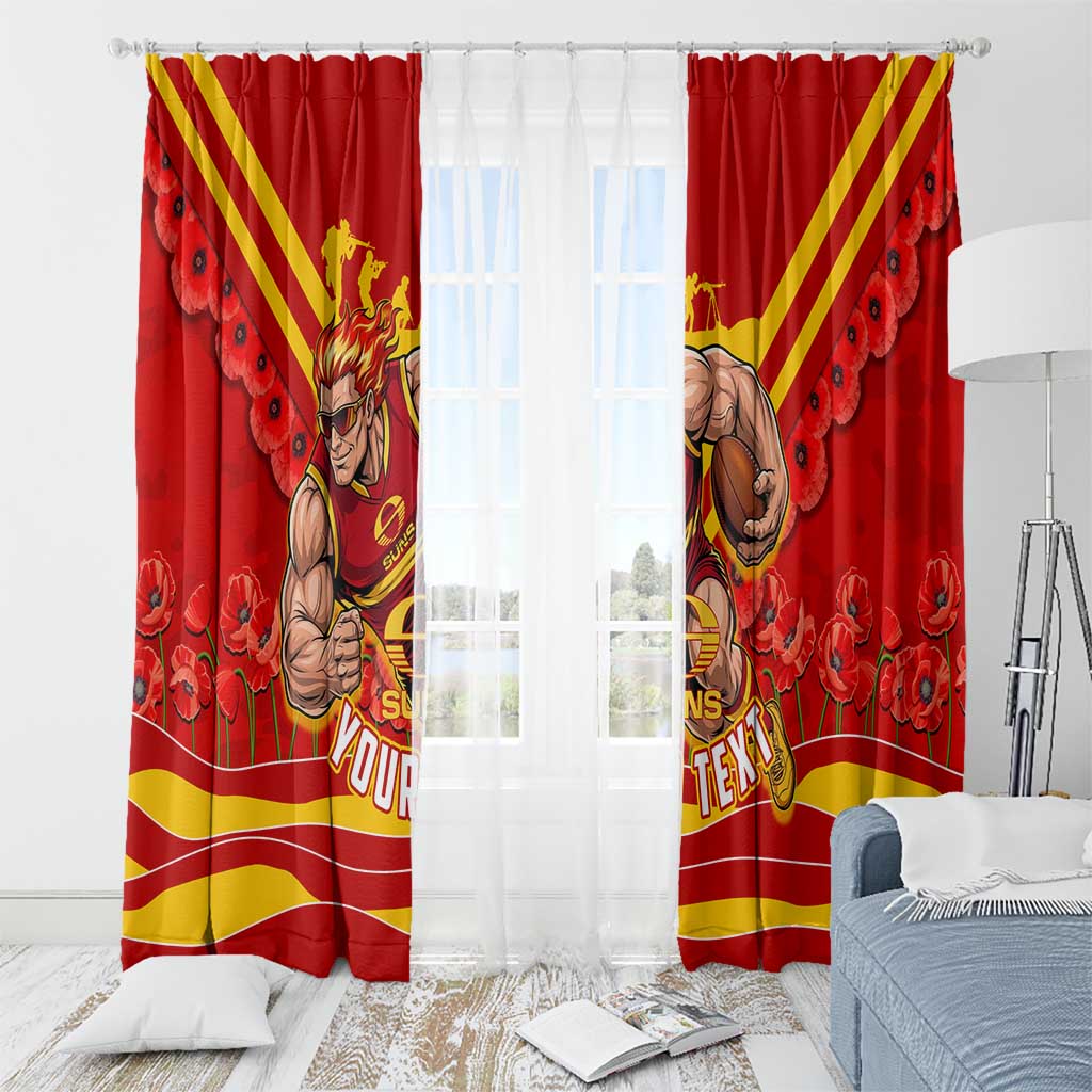 Personalised Gold Coast Suns ANZAC Window Curtain Military Remembrance Australian Football Mascot Camouflage