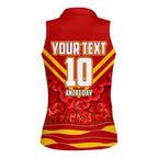 Personalised Gold Coast Suns ANZAC Women Sleeveless Polo Shirt Military Remembrance Australian Football Mascot Camouflage