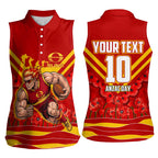 Personalised Gold Coast Suns ANZAC Women Sleeveless Polo Shirt Military Remembrance Australian Football Mascot Camouflage