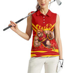 Personalised Gold Coast Suns ANZAC Women Sleeveless Polo Shirt Military Remembrance Australian Football Mascot Camouflage