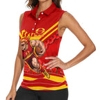 Personalised Gold Coast Suns ANZAC Women Sleeveless Polo Shirt Military Remembrance Australian Football Mascot Camouflage