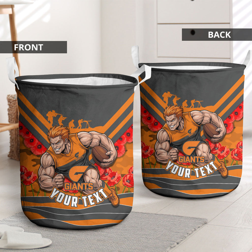 Personalised Greater Western Sydney Giants ANZAC Laundry Basket Military Remembrance Australian Football Mascot Camouflage