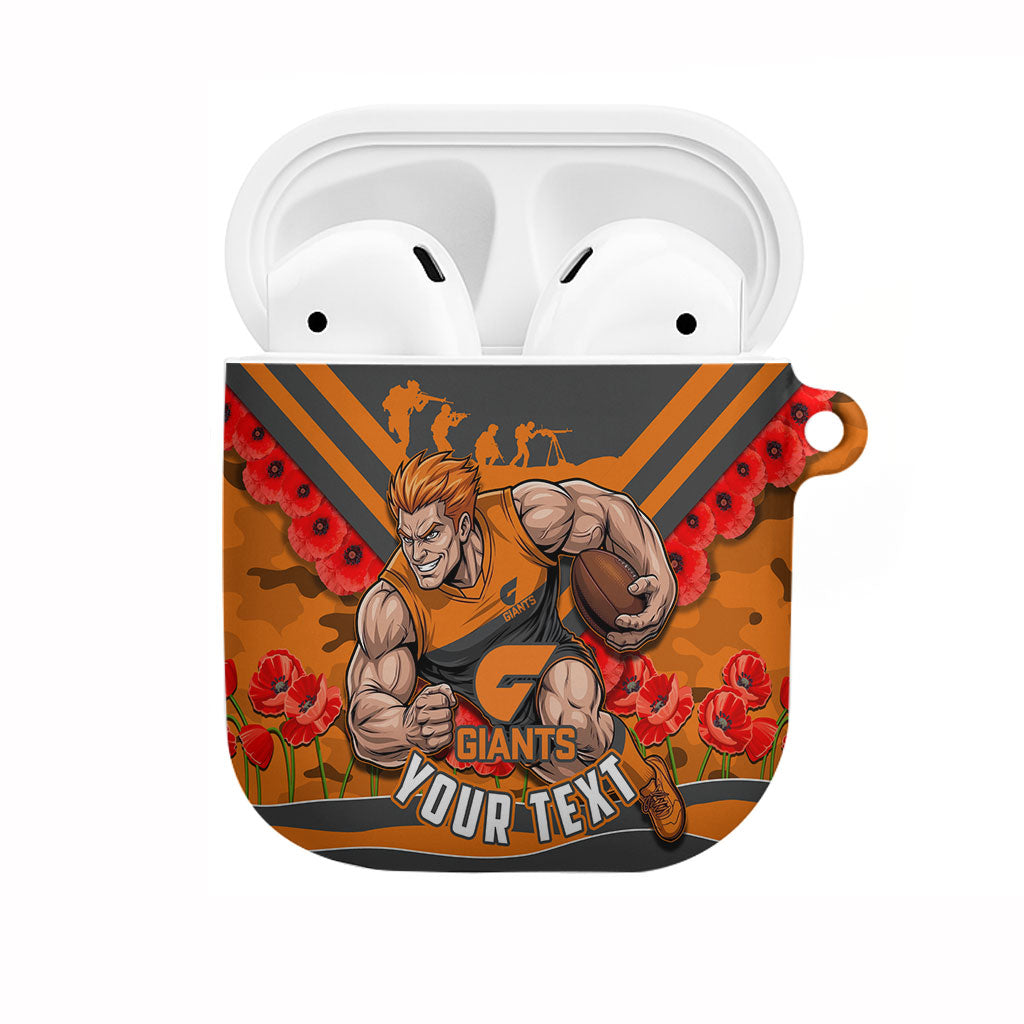Personalised Greater Western Sydney Giants ANZAC AirPods Case Military Remembrance Australian Football Mascot Camouflage