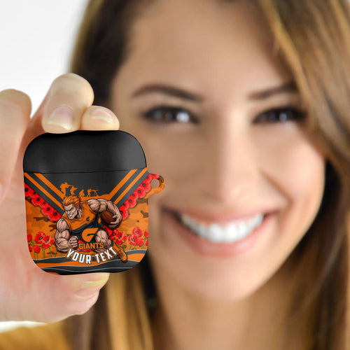 Personalised Greater Western Sydney Giants ANZAC AirPods Case Military Remembrance Australian Football Mascot Camouflage