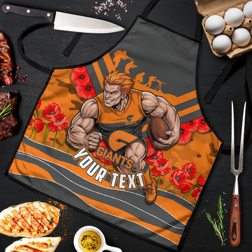 Personalised Greater Western Sydney Giants ANZAC Apron Military Remembrance Australian Football Mascot Camouflage
