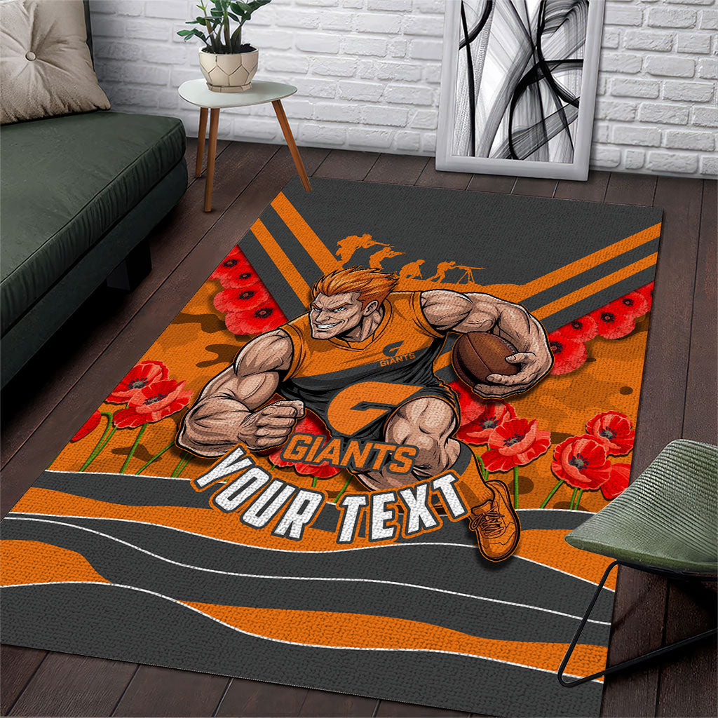 Personalised Greater Western Sydney Giants ANZAC Area Rug Military Remembrance Australian Football Mascot Camouflage
