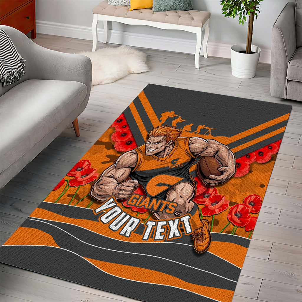 Personalised Greater Western Sydney Giants ANZAC Area Rug Military Remembrance Australian Football Mascot Camouflage
