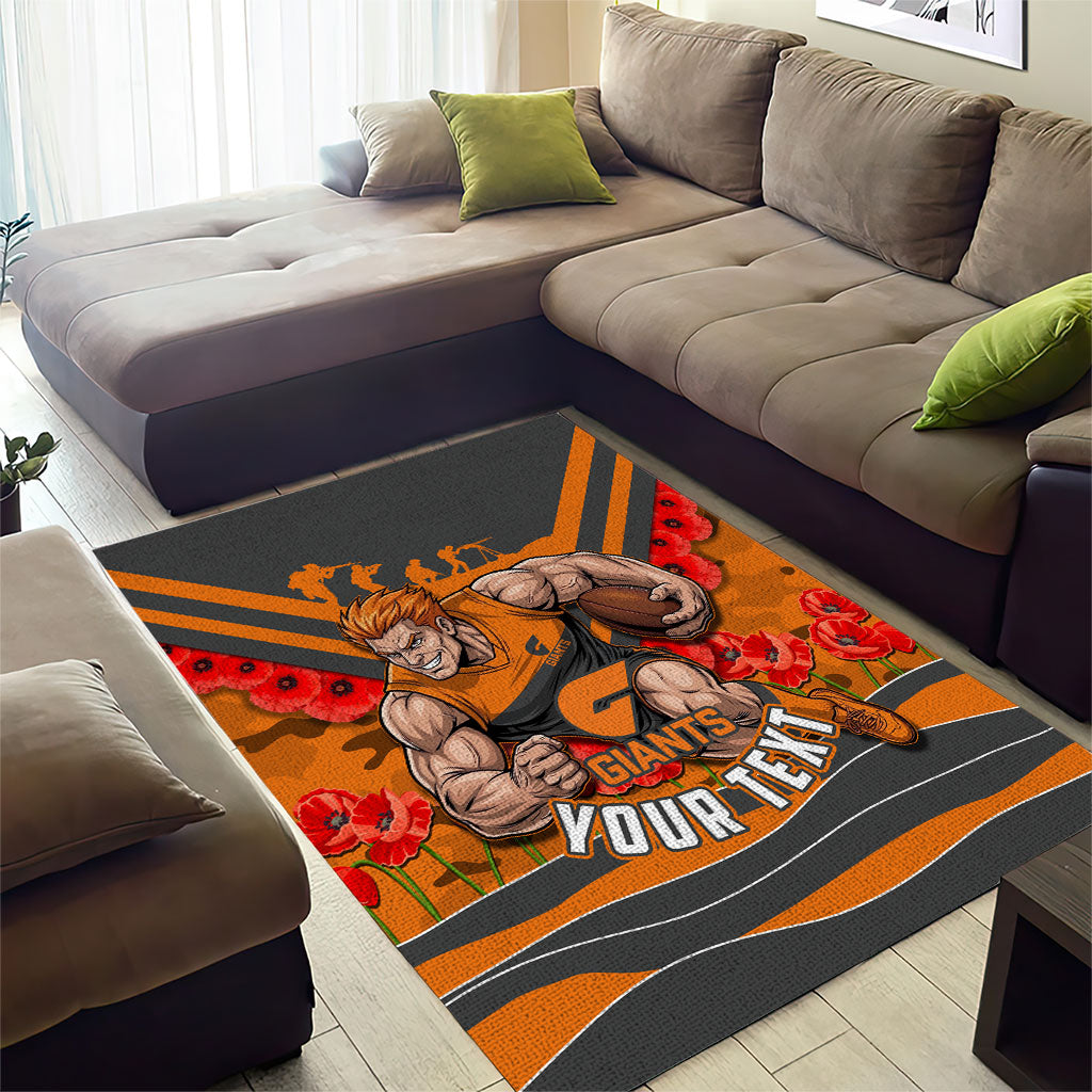 Personalised Greater Western Sydney Giants ANZAC Area Rug Military Remembrance Australian Football Mascot Camouflage