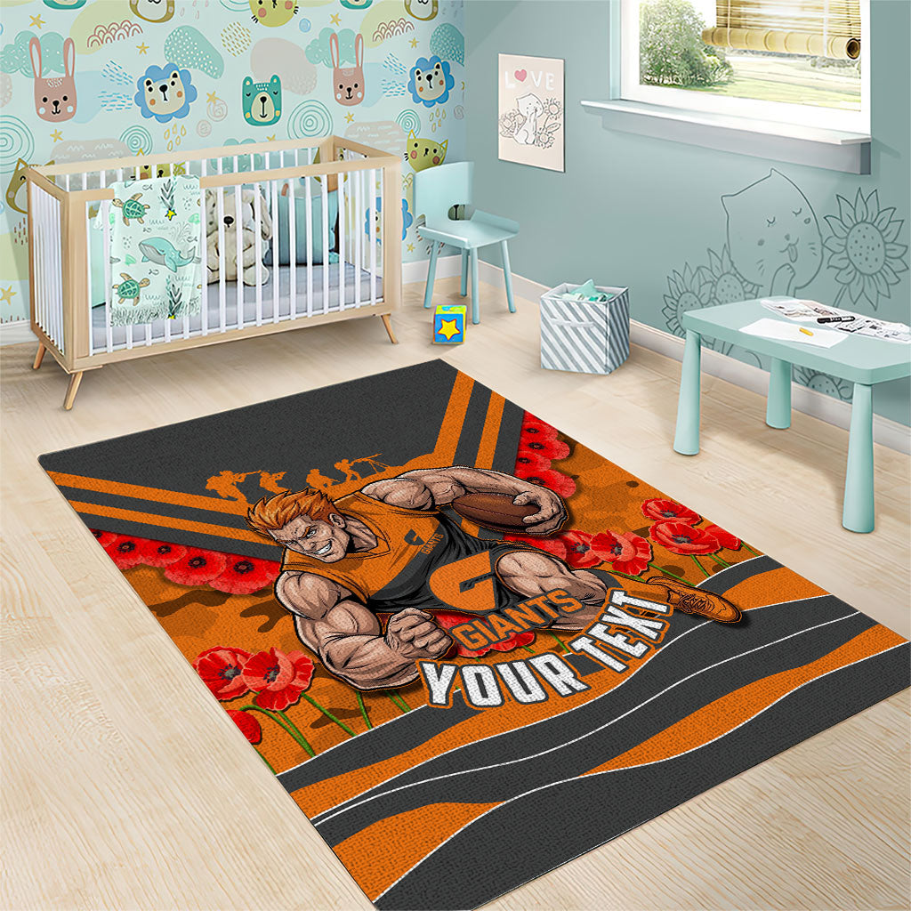 Personalised Greater Western Sydney Giants ANZAC Area Rug Military Remembrance Australian Football Mascot Camouflage