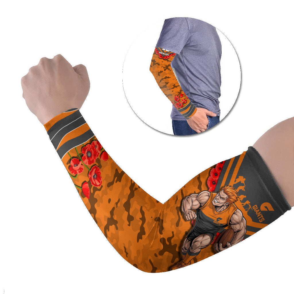 Personalised Greater Western Sydney Giants ANZAC Arm Sleeves Military Remembrance Australian Football Mascot Camouflage