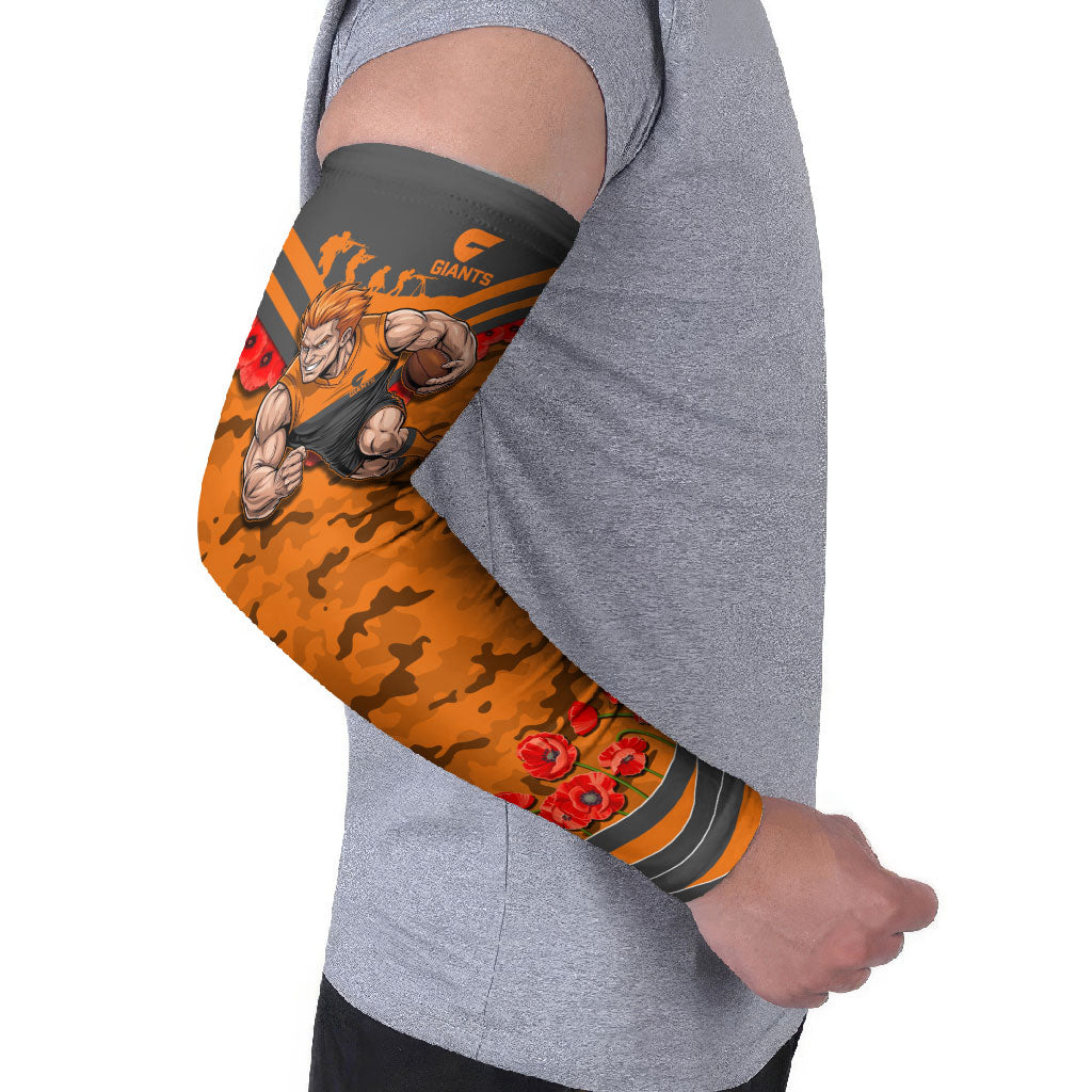 Personalised Greater Western Sydney Giants ANZAC Arm Sleeves Military Remembrance Australian Football Mascot Camouflage