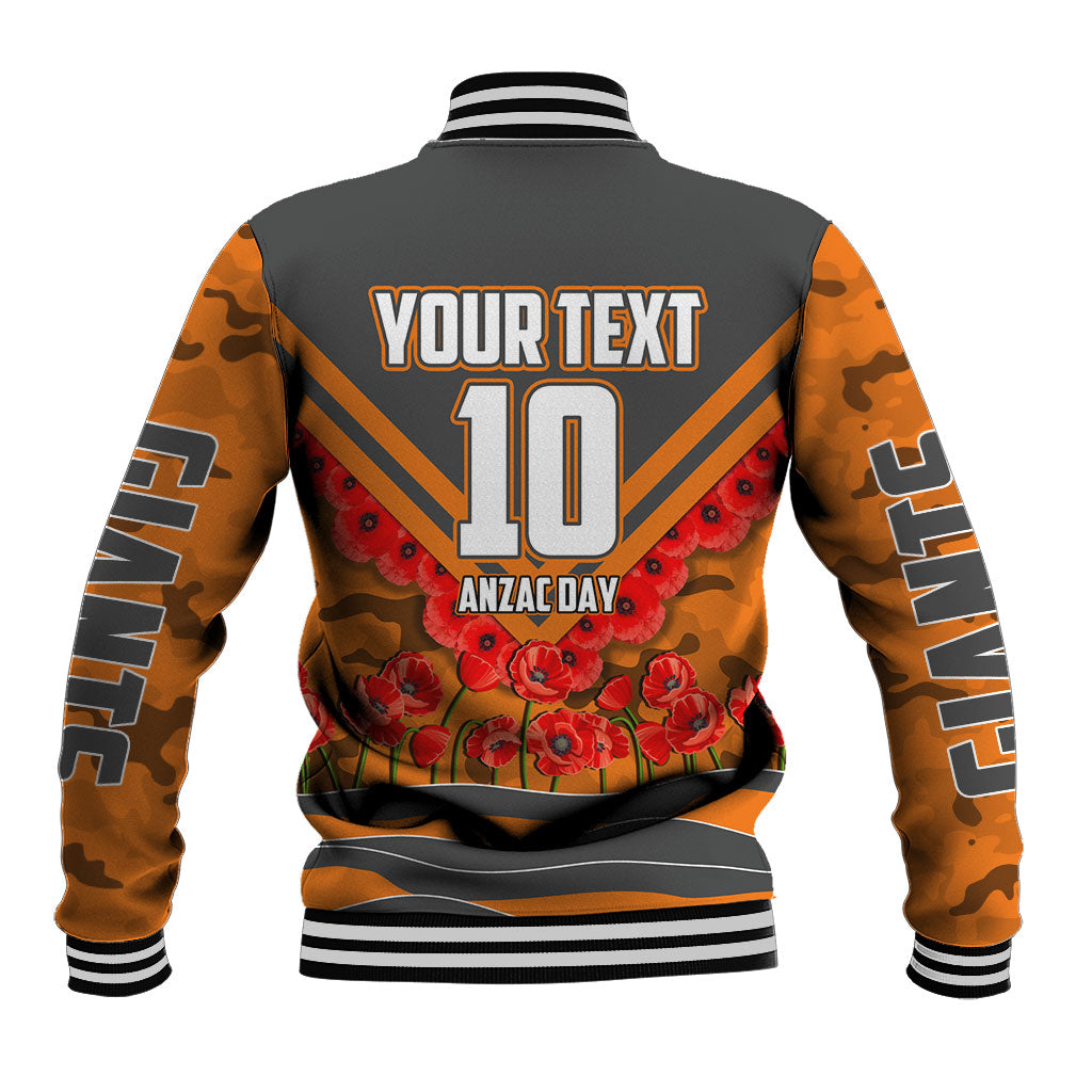 Personalised Greater Western Sydney Giants ANZAC Baseball Jacket Military Remembrance Australian Football Mascot Camouflage